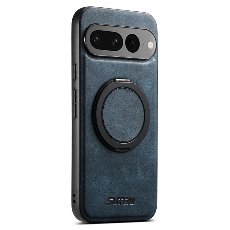 For Google Pixel 7 Pro Suteni G3 Oil Wax 360 Rotation Holder MagSafe Back Phone Case(Blue) by Suteni