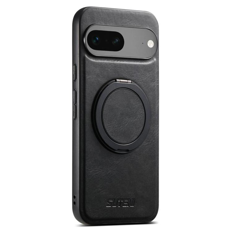 For Google Pixel 7 Suteni G3 Oil Wax 360 Rotation Holder MagSafe Back Phone Case(Black) by Suteni