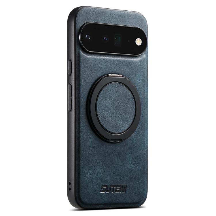 For Google Pixel 6 Pro Suteni G3 Oil Wax 360 Rotation Holder MagSafe Back Phone Case(Blue) by Suteni