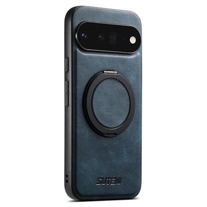 For Google Pixel 6 Pro Suteni G3 Oil Wax 360 Rotation Holder MagSafe Back Phone Case(Blue) by Suteni