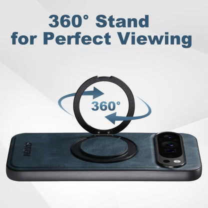 For Google Pixel 6 Pro Suteni G3 Oil Wax 360 Rotation Holder MagSafe Back Phone Case(Blue) by Suteni