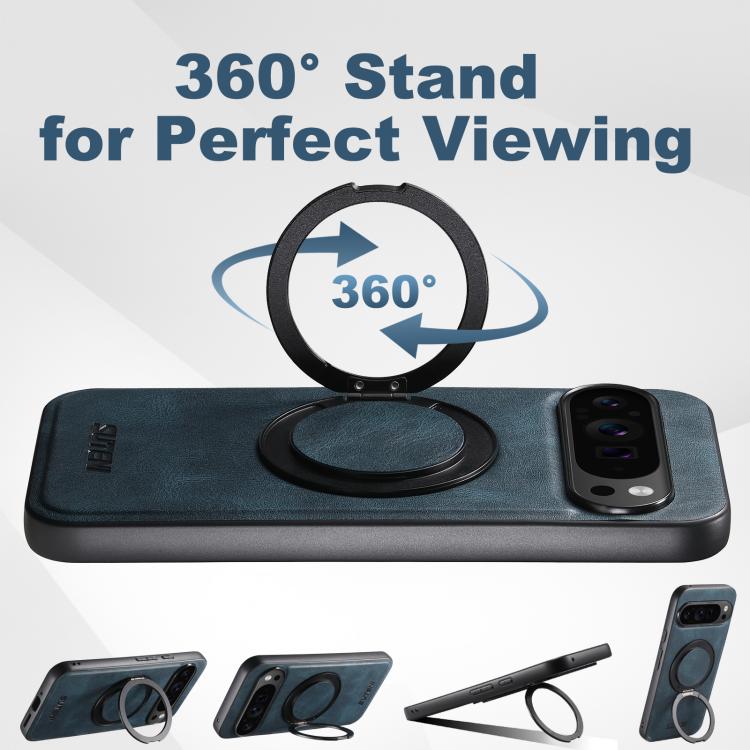 For Google Pixel 6 Pro Suteni G3 Oil Wax 360 Rotation Holder MagSafe Back Phone Case(Blue) by Suteni