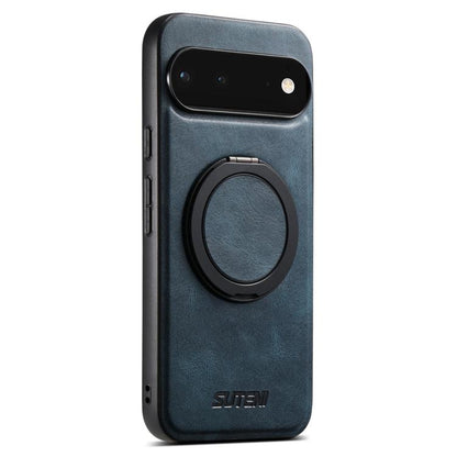 For Google Pixel 6 Suteni G3 Oil Wax 360 Rotation Holder MagSafe Back Phone Case(Blue) by Suteni