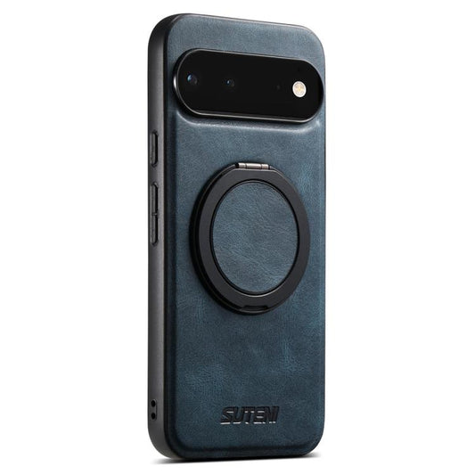 For Google Pixel 6 Suteni G3 Oil Wax 360 Rotation Holder MagSafe Back Phone Case(Blue) by Suteni