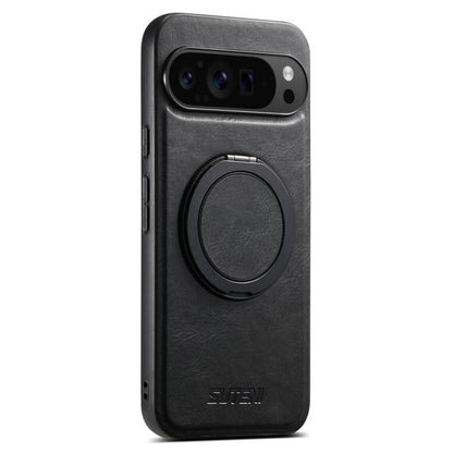 For Google Pixel 10 Pro XL Suteni G3 Oil Wax 360 Rotation Holder MagSafe Back Phone Case(Black) by Suteni