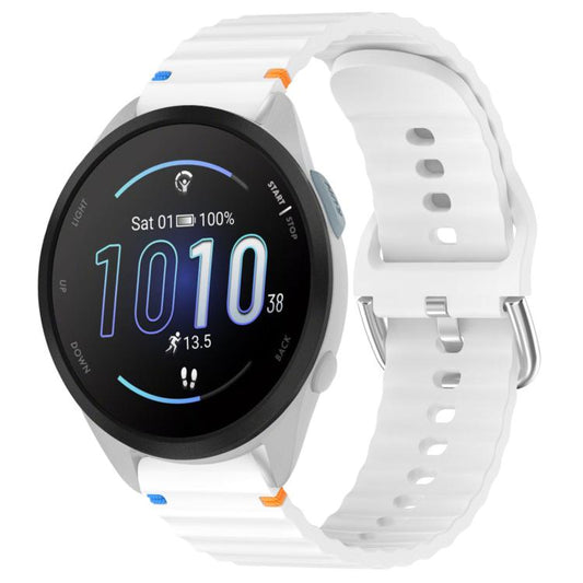 For Garmin Forerunner 165 Wavy Grain Stitched 20mm Silicone Watch Band(White) by bashfashion