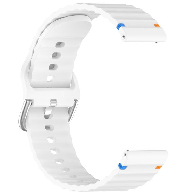 For Garmin Forerunner 165 Wavy Grain Stitched 20mm Silicone Watch Band(White) by bashfashion