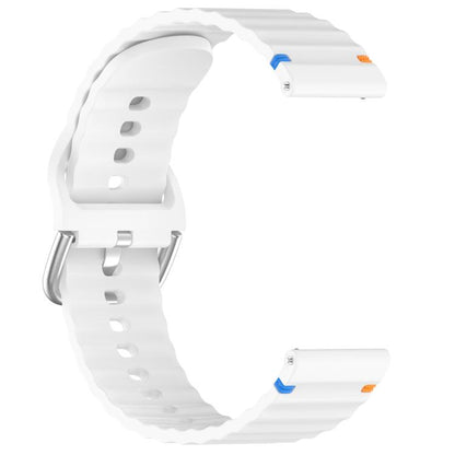 For Garmin Forerunner 165 Wavy Grain Stitched 20mm Silicone Watch Band(White) by bashfashion