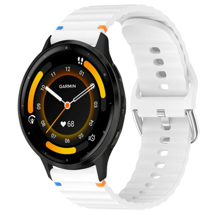 For Garmin Venu 3 Wavy Grain Stitched 22mm Silicone Watch Band(White) by bashfashion