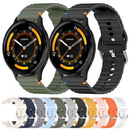 For Garmin Venu 3 Wavy Grain Stitched 22mm Silicone Watch Band(White) by bashfashion