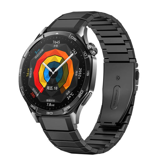 22mm Bamboo Joint Bounce Buckle Titanium Alloy Watch Band(Black) by bashfashion