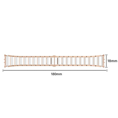 For Samsung Galaxy Fit 3 Butterfly Buckle Ceramic White Metal Watch Band(Rose Gold) by bashfashion