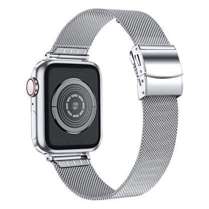 For Apple Watch 46mm / 49mm / 45mm / 44mm Hyphosis Buckle Milanese Metal Watch Band(Silver) by bashfashion