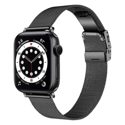 For Apple Watch 42mm / 41mm / 40mm / 38mm Hyphosis Buckle Milanese Metal Watch Band(Black) by bashfashion