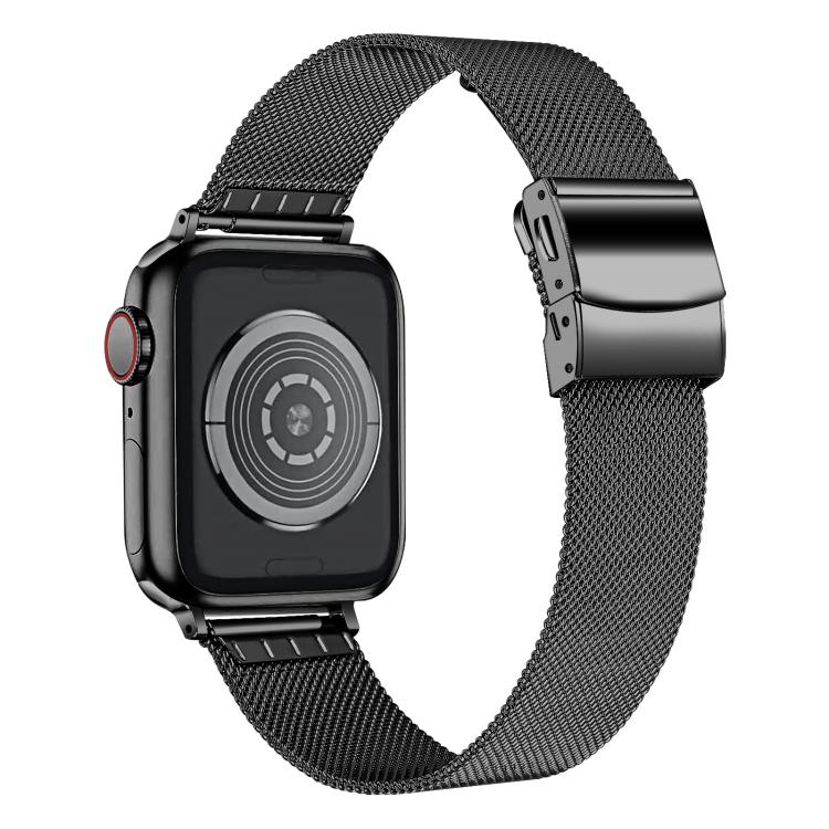 For Apple Watch 42mm / 41mm / 40mm / 38mm Hyphosis Buckle Milanese Metal Watch Band(Black) by bashfashion