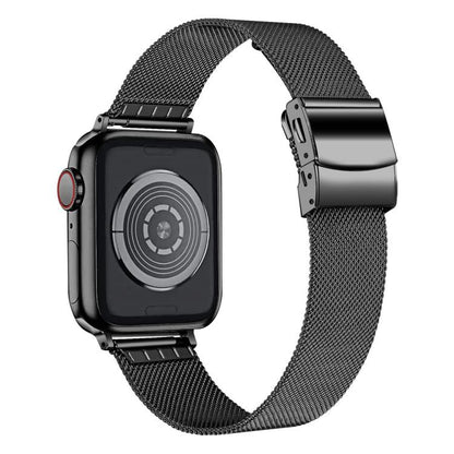 For Apple Watch 42mm / 41mm / 40mm / 38mm Hyphosis Buckle Milanese Metal Watch Band(Black) by bashfashion
