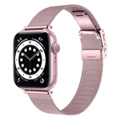 For Apple Watch 42mm / 41mm / 40mm / 38mm Hyphosis Buckle Milanese Metal Watch Band(Rose Pink) by bashfashion