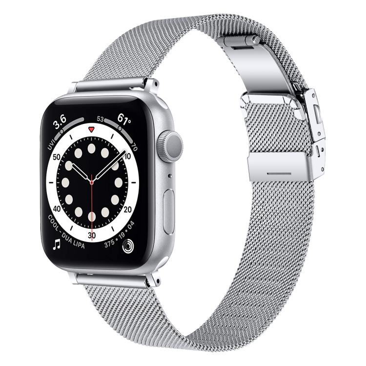 For Apple Watch 42mm / 41mm / 40mm / 38mm Hyphosis Buckle Milanese Metal Watch Band(Silver) by bashfashion