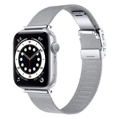 For Apple Watch 42mm / 41mm / 40mm / 38mm Hyphosis Buckle Milanese Metal Watch Band(Silver) by bashfashion