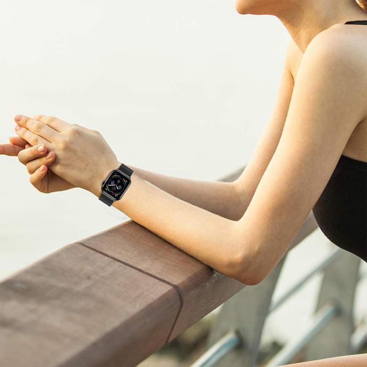 For Apple Watch 42mm / 41mm / 40mm / 38mm Hyphosis Buckle Milanese Metal Watch Band(Black) by bashfashion