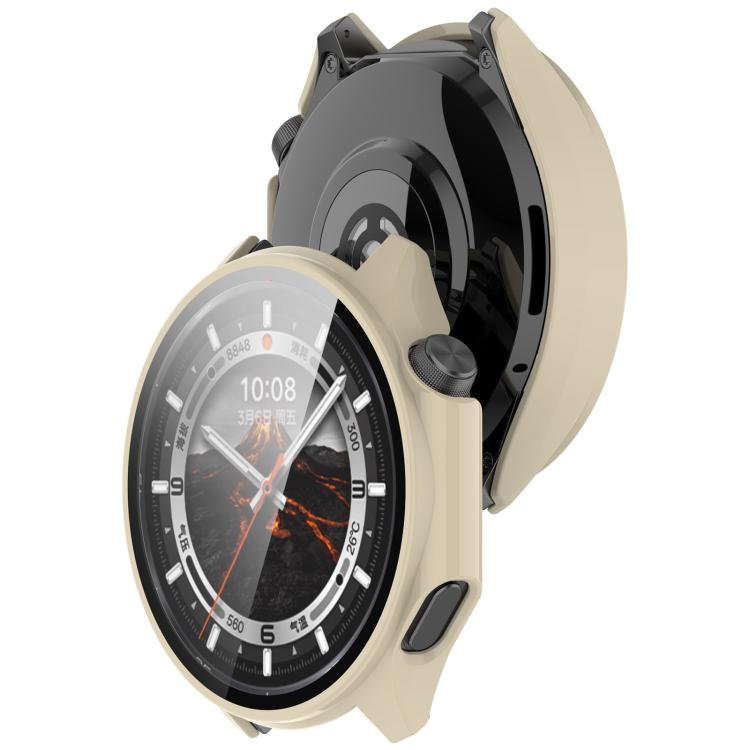 For OnePlus Watch 3 46mm Tempered Film Integrated PC Watch Protective Cover(Ivory White) by bashfashion