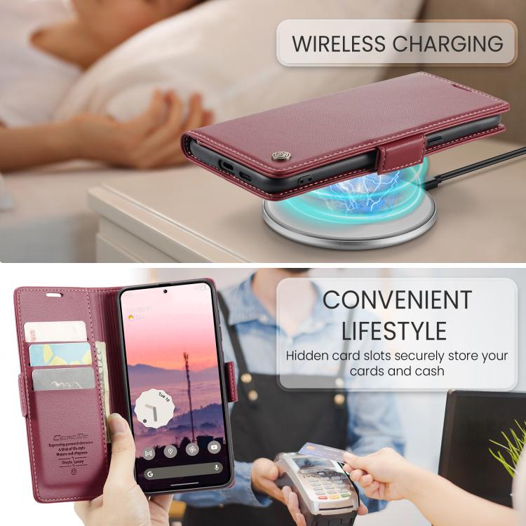 For Google Pixel 9a CaseMe 023 Butterfly Buckle Litchi Texture RFID Anti-theft Leather Phone Case(Red) by CaseMe