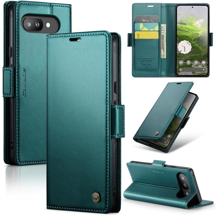 For Google Pixel 9a CaseMe 023 Butterfly Buckle Litchi Texture RFID Anti-theft Leather Phone Case(Green) by CaseMe