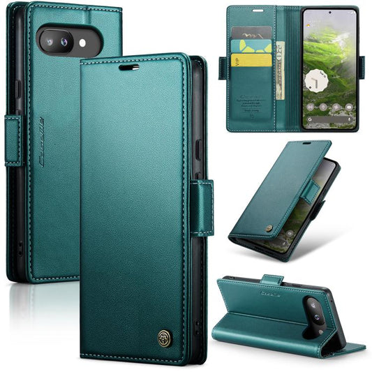For Google Pixel 9a CaseMe 023 Butterfly Buckle Litchi Texture RFID Anti-theft Leather Phone Case(Green) by CaseMe