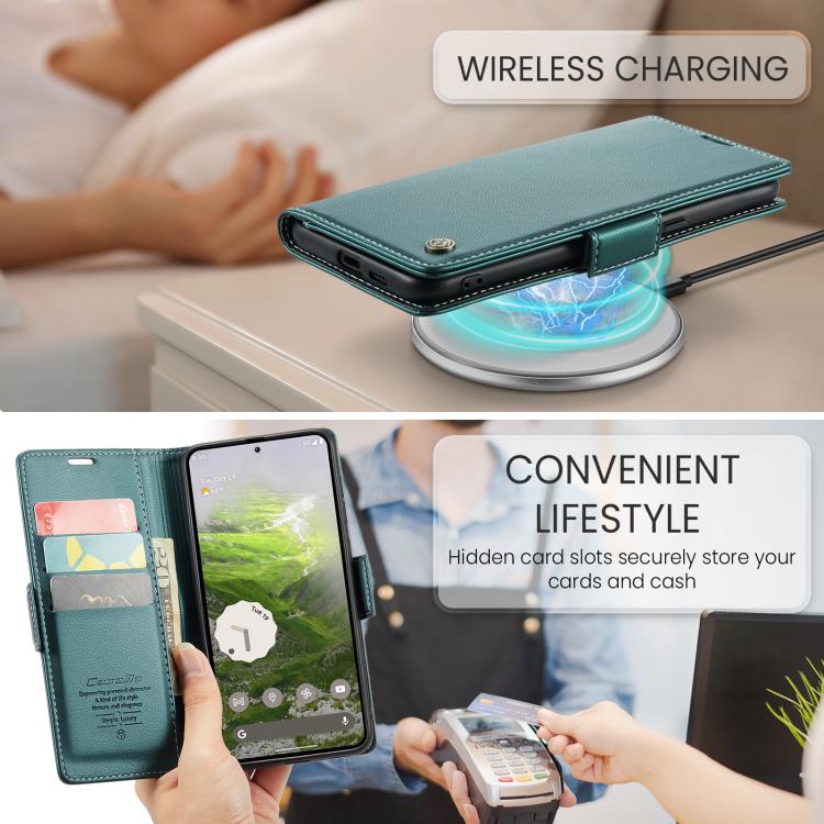 For Google Pixel 9a CaseMe 023 Butterfly Buckle Litchi Texture RFID Anti-theft Leather Phone Case(Green) by CaseMe