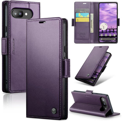 For Google Pixel 9a CaseMe 023 Butterfly Buckle Litchi Texture RFID Anti-theft Leather Phone Case(Purple) by CaseMe