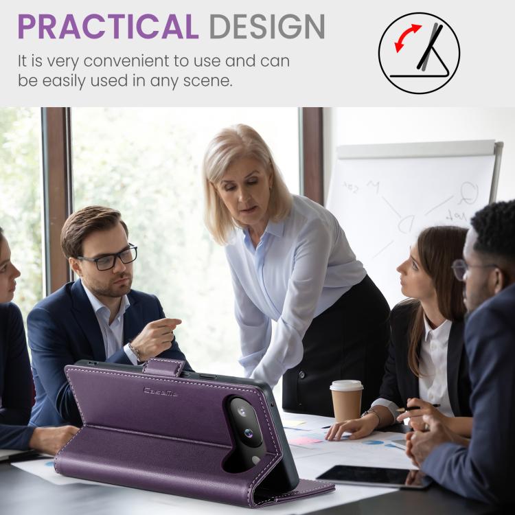 For Google Pixel 9a CaseMe 023 Butterfly Buckle Litchi Texture RFID Anti-theft Leather Phone Case(Purple) by CaseMe