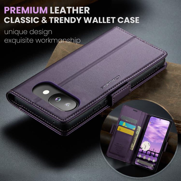 For Google Pixel 9a CaseMe 023 Butterfly Buckle Litchi Texture RFID Anti-theft Leather Phone Case(Purple) by CaseMe