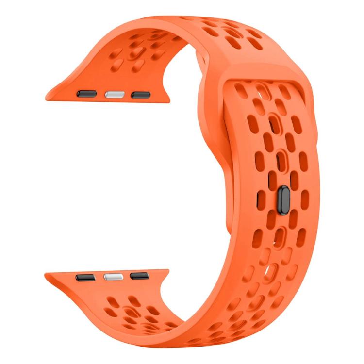 For Apple Watch 46mm / 49mm / 45mm / 44mm Mesh Reverse Buckle Silicone Watch Band(Orange) by bashfashion