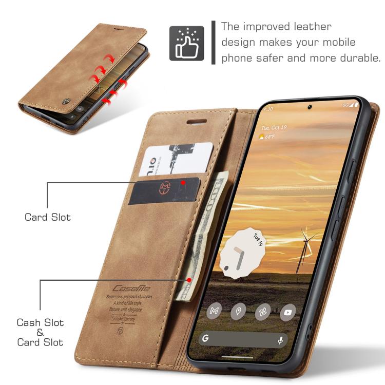 For Google Pixel 9a CaseMe 013 Multifunctional Horizontal Flip Leather Phone Case(Brown) by CaseMe