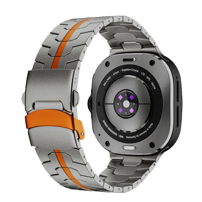 For Samsung Galaxy Watch Ultra 47mm / Ultra 2025 Titanium Alloy Safety Buckle Metal Watch Band(Titanium Orange) by bashfashion