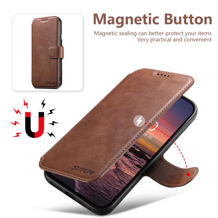 For iPhone 16 Plus Suteni Q05 2-in-1 Multi-function Detachable Wallet MagSafe Phone Case(Brown) by Suteni