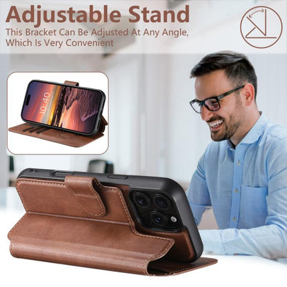 For iPhone 15 Pro Max Suteni Q05 2-in-1 Multi-function Detachable Wallet MagSafe Phone Case(Brown) by Suteni