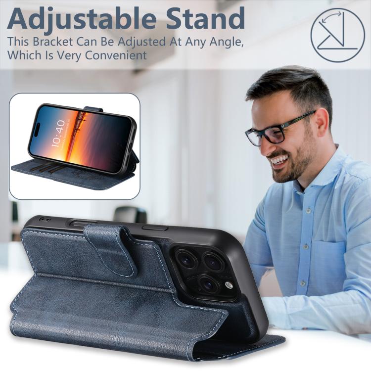 For iPhone 14 Suteni Q05 2-in-1 Multi-function Detachable Wallet MagSafe Phone Case(Blue) by Suteni