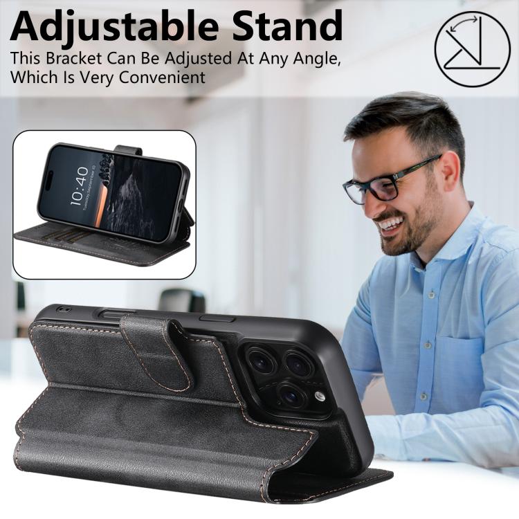 For iPhone 12 Suteni Q05 2-in-1 Multi-function Detachable Wallet MagSafe Phone Case(Black) by Suteni