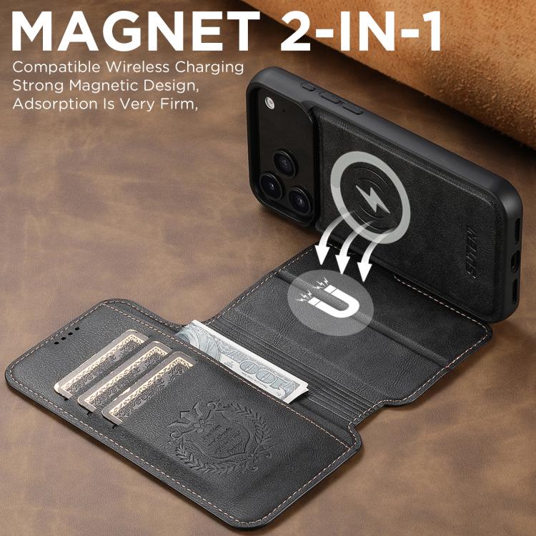 For iPhone 17 Pro Max Suteni Q05 2-in-1 Multi-function Detachable Wallet MagSafe Phone Case(Black) by Suteni