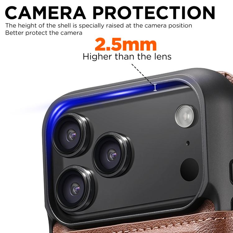 For iPhone 17 Pro Max Suteni Q05 2-in-1 Multi-function Detachable Wallet MagSafe Phone Case(Brown) by Suteni