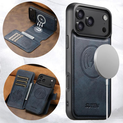 For iPhone 17 Pro Max Suteni Q05 2-in-1 Multi-function Detachable Wallet MagSafe Phone Case(Blue) by Suteni