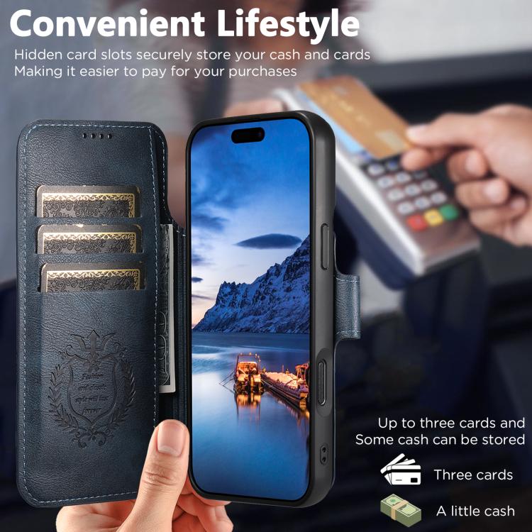 For iPhone 17 Pro Max Suteni Q05 2-in-1 Multi-function Detachable Wallet MagSafe Phone Case(Blue) by Suteni