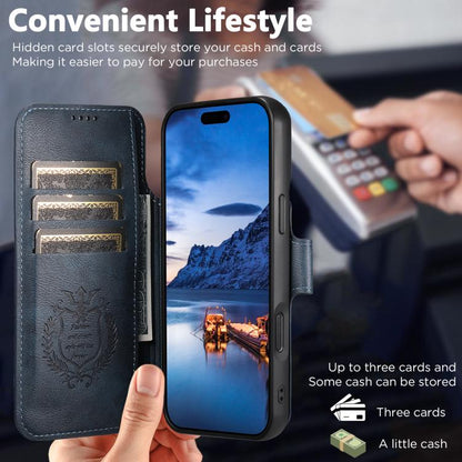 For iPhone 17 Pro Max Suteni Q05 2-in-1 Multi-function Detachable Wallet MagSafe Phone Case(Blue) by Suteni