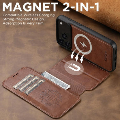 For iPhone 17 Pro Suteni Q05 2-in-1 Multi-function Detachable Wallet MagSafe Phone Case(Brown) by Suteni