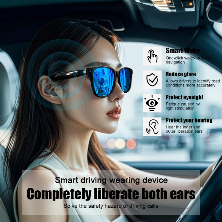 GS08 Smart Glasses, Support AI Smart Chip / Bluetooth Call / Smart Driving Navigatiion(Black) by bashfashion