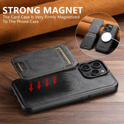 For iPhone 16 Pro Max Suteni M5 Magnetic Card Bag MagSafe Leather Phone Case(Black) by Suteni