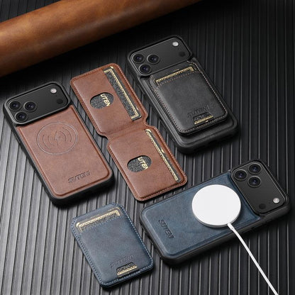 For iPhone 17 Pro Suteni M5 Magnetic Card Bag MagSafe Leather Phone Case(Brown) by Suteni
