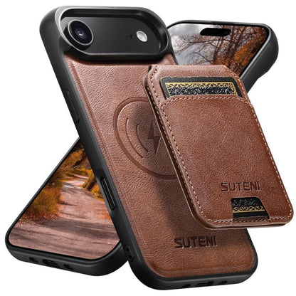 For iPhone Air Suteni M5 Magnetic Card Bag MagSafe Leather Phone Case(Brown) by Suteni