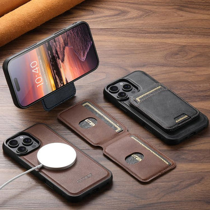 For iPhone Air Suteni M5 Magnetic Card Bag MagSafe Leather Phone Case(Black) by Suteni